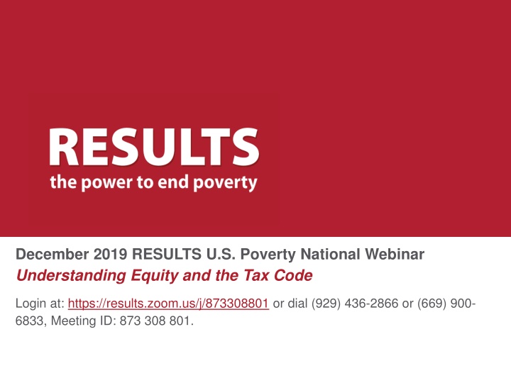 U.S. Poverty National Webinar - Help Fight Oppression & Support Equity