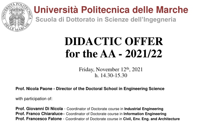 universit politecnica delle marche scuola n.w