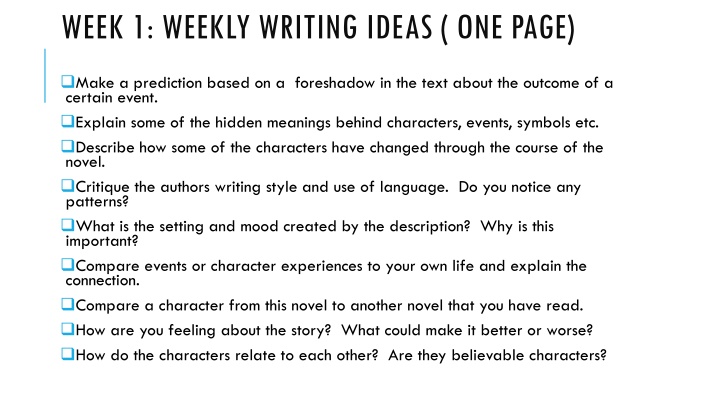 week 1 weekly writing ideas one page n.w