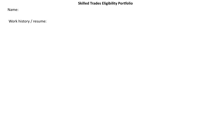 skilled trades eligibility portfolio n.w