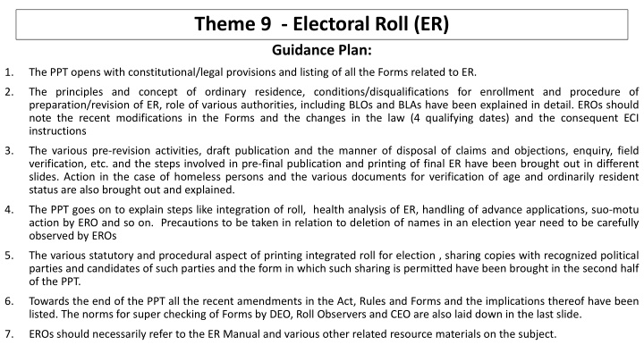 theme 9 electoral roll er guidance plan n.w
