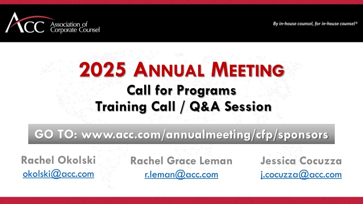 2025 a nnual m eeting call for programs training n.w