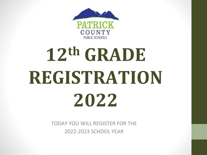 12th Grade Registration 2022-2023 School Year