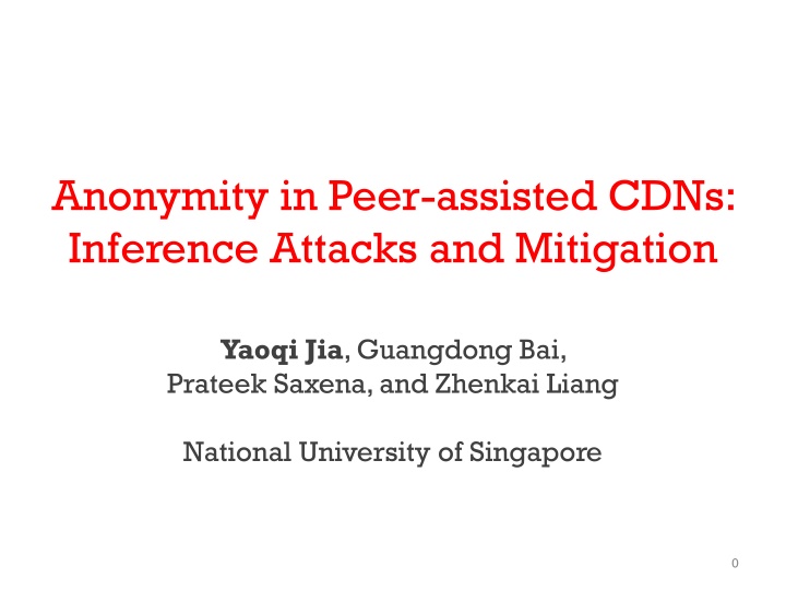 anonymity in peer assisted cdns inference attacks n.w
