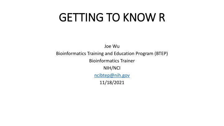getting to know r getting to know r n.w