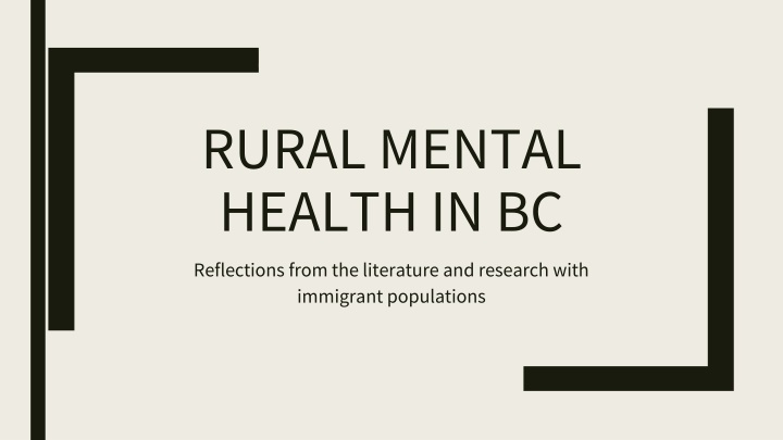 rural mental health in bc n.w