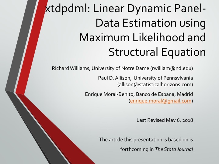 xtdpdml linear dynamic panel data estimation n.w
