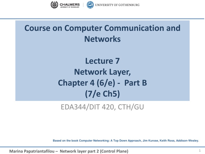 Computer Communication and Networks: Network Layer Overview