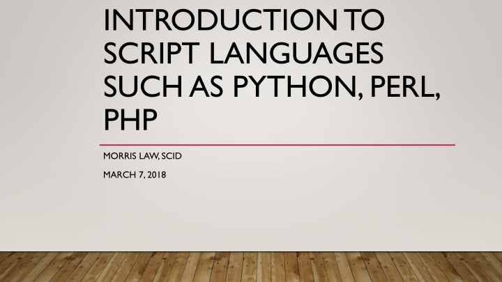introduction to script languages such as python n.w