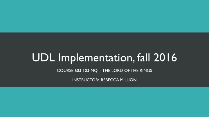 Universal Design for Learning Implementation