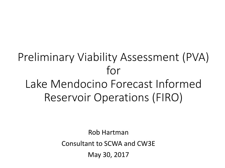 preliminary viability assessment pva for lake n.w