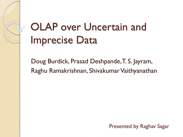 OLAP Overview: Interactive Analysis of Data