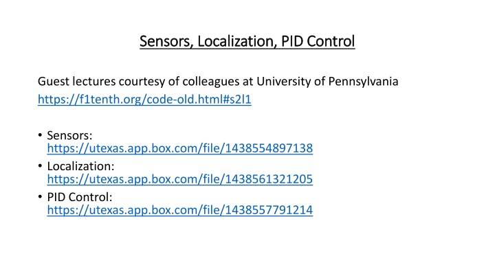 sensors localization pid control sensors n.w