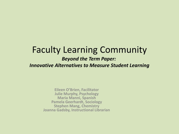 faculty learning community beyond the term paper n.w