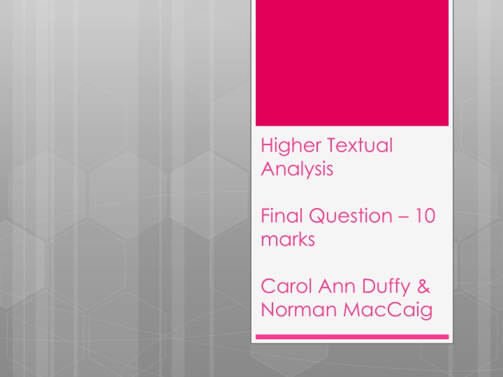higher textual analysis n.w