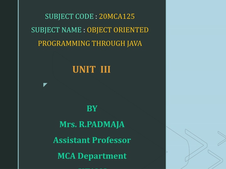 Object-Oriented Programming Through Java: Unit III Collection Framework