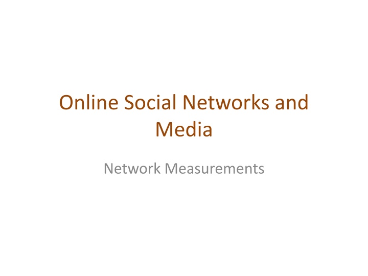 online social networks and media n.w