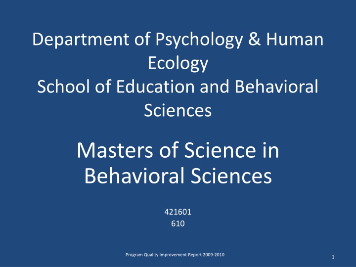MSBS Program Quality Improvement Overview