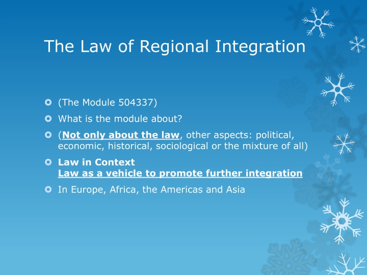 the law of regional integration n.w
