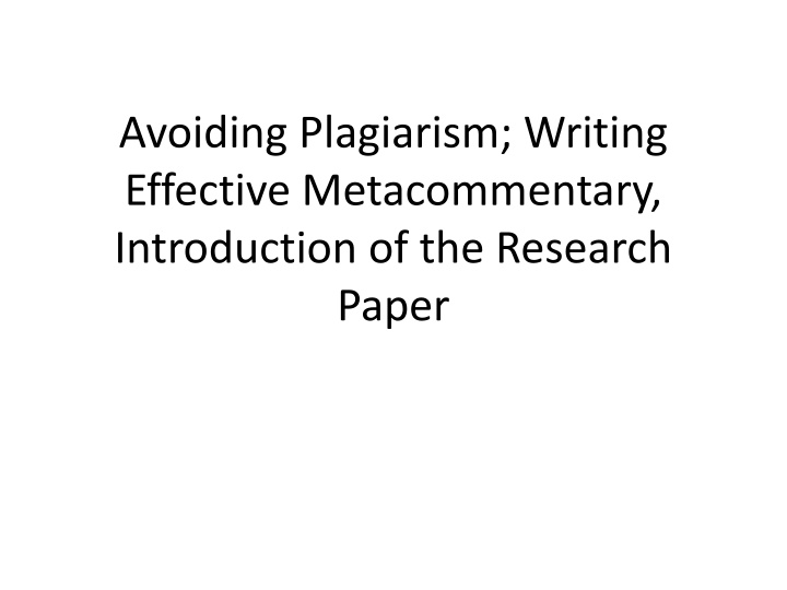 avoiding plagiarism writing effective n.w