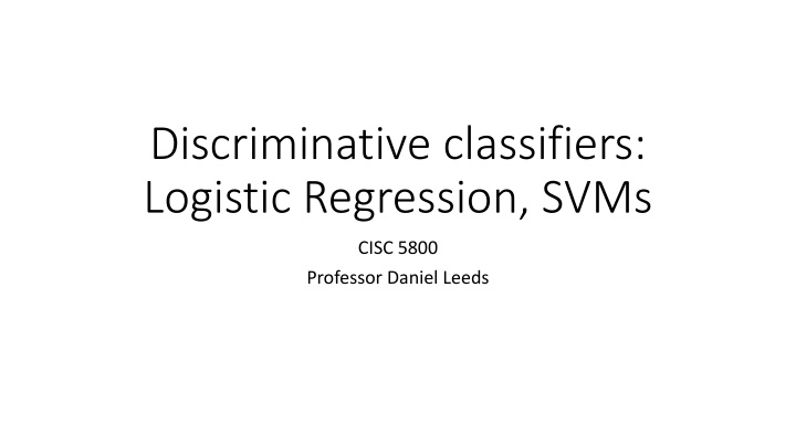 discriminative classifiers logistic regression n.w