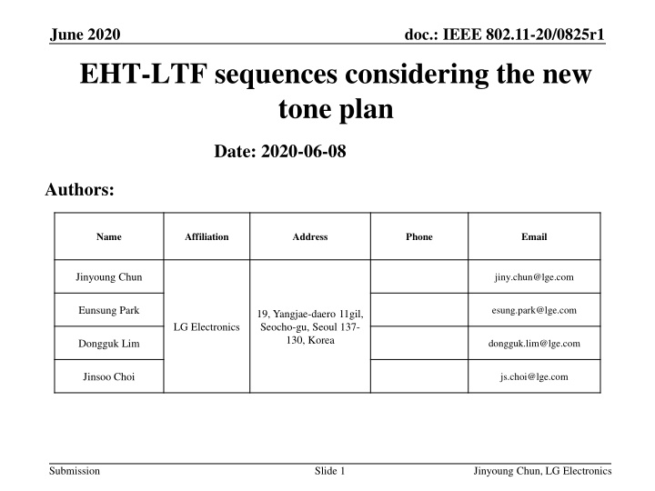 june 2020 eht ltf sequences considering n.w