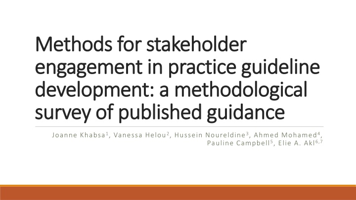 Methods for Stakeholder Engagement in Guideline Development: A Methodological Survey