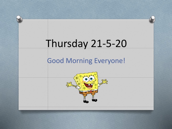 Thursday Morning Timetable and Activities