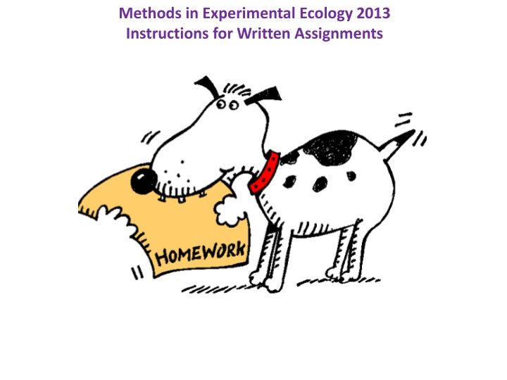 methods in experimental ecology 2013 instructions n.w
