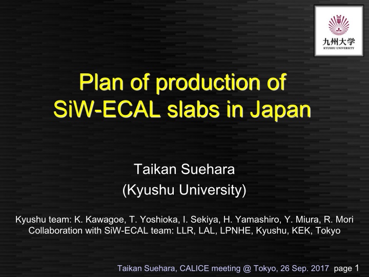Production Plan for SiW-ECAL Slabs in Japan by Kyushu Team