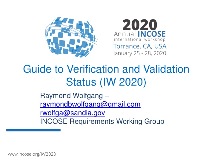 guide to verification and validation status n.w