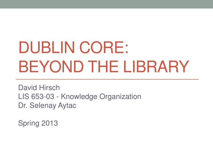 dublin core beyond the library n.w