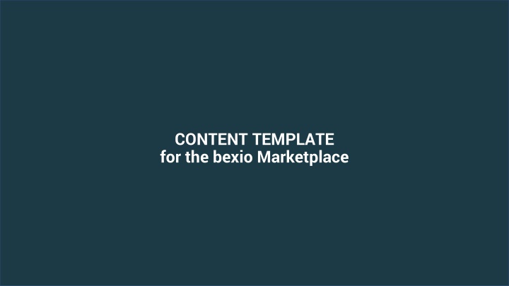 Content Template for Bexio Marketplace Listing