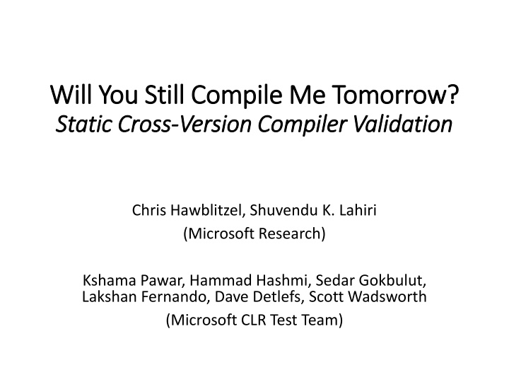 will you still compile me tomorrow will you still n.w