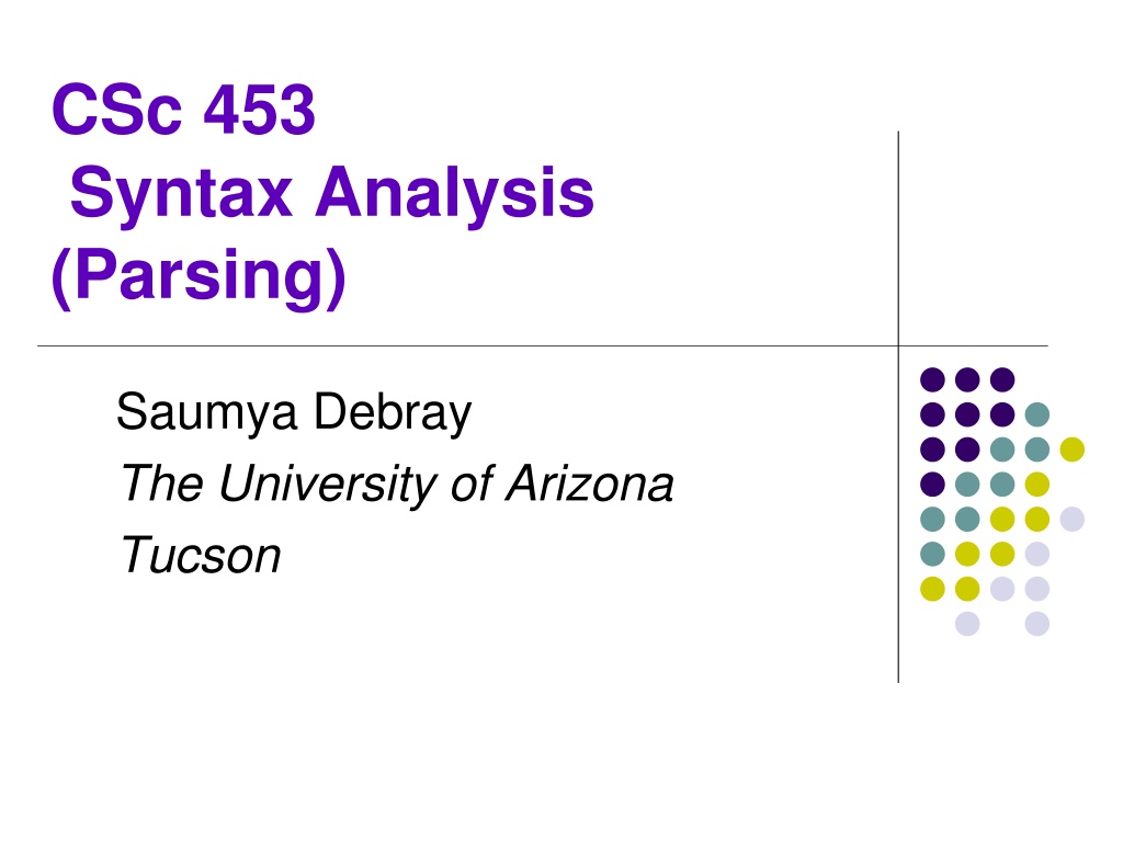 csc 453 syntax analysis parsing n.w