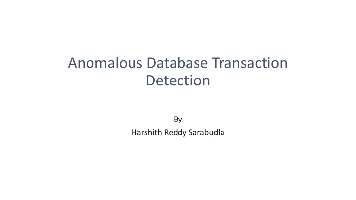 anomalous database transaction detection n.w