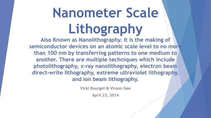 nanometer scale lithography also known n.w