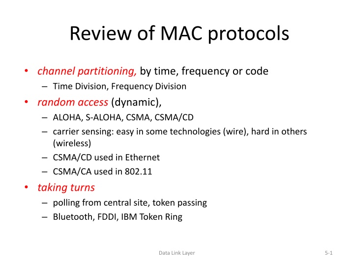 review of mac protocols n.w