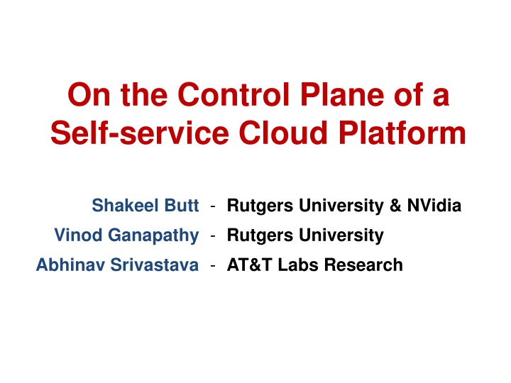 on the control plane of a self service cloud n.w