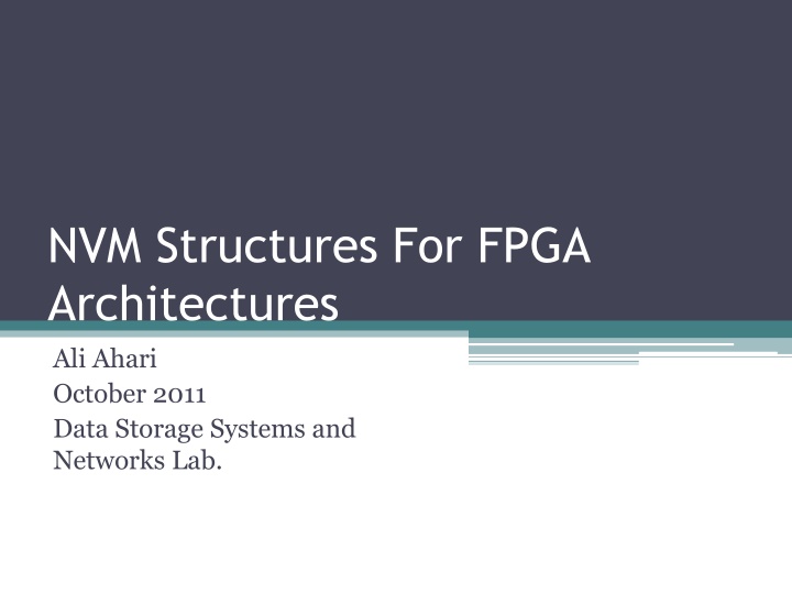 nvm structures for fpga architectures ali ahari n.w