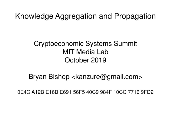 knowledge aggregation and propagation n.w