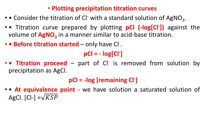 Plotting Precipitation Titration Curves for Cl- with AgNO3