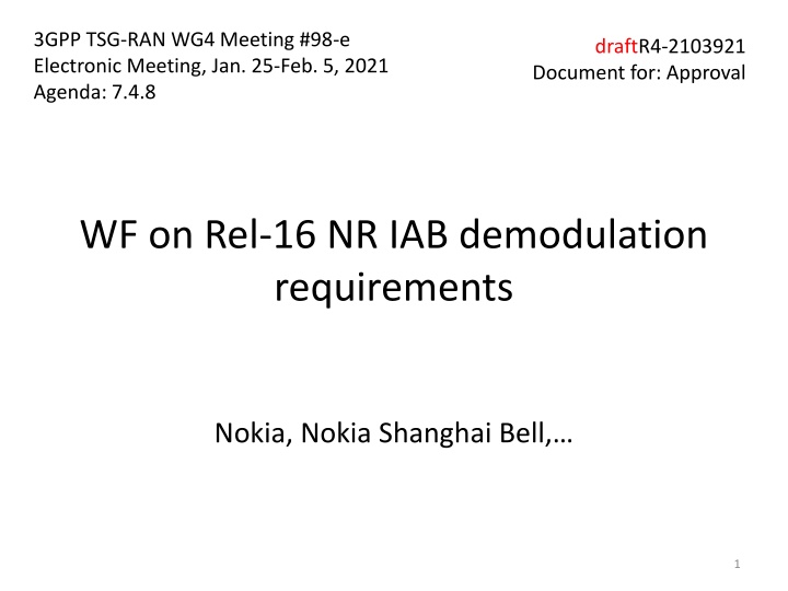 3gpp tsg ran wg4 meeting 98 e electronic meeting n.w