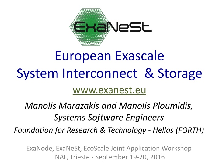 uropean exascale system nterconnect storage n.w