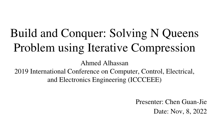 build and conquer solving n queens problem using n.w