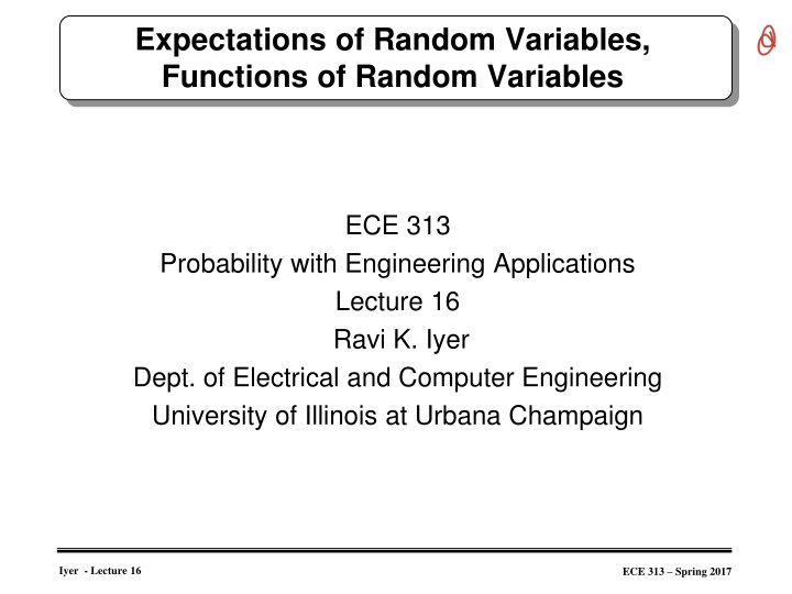 Random Variables and Expectations in Engineering Applications