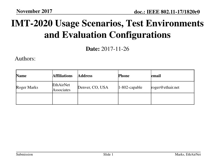 november 2017 imt 2020 usage scenarios test n.w