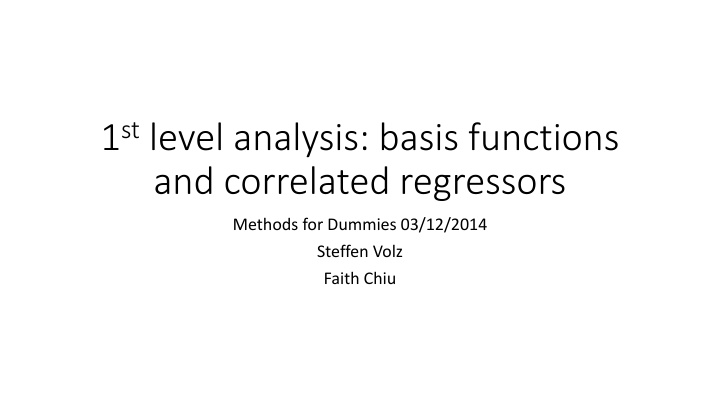 1 st level analysis basis functions n.w