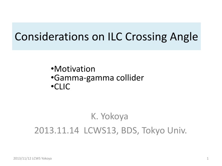 considerations on ilc crossing angle n.w