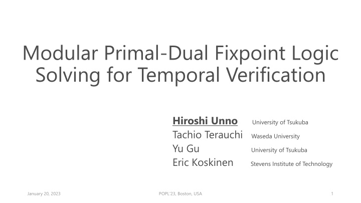 modular primal dual fixpoint logic solving n.w